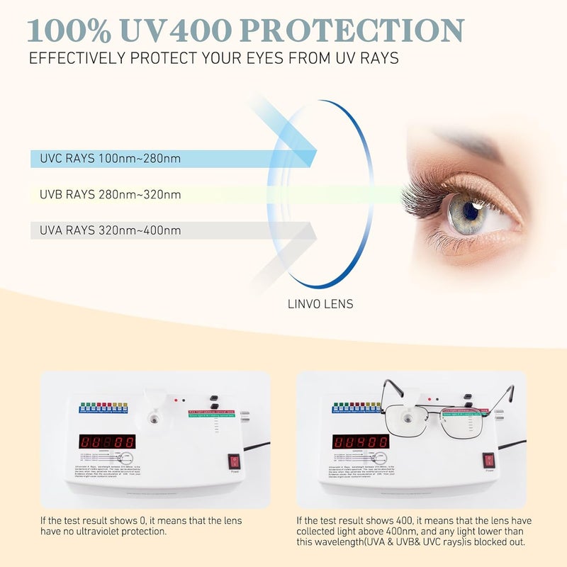 LINVO Fake Glasses Non-Prescription Clear Lens Metal Frame Fashion Eyewear for Women Men - Image 3